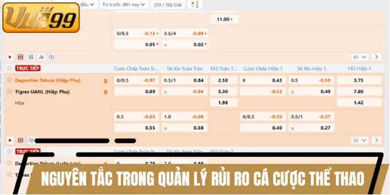nguyên tắc trong quản lý rủi ro cá cược thể thao