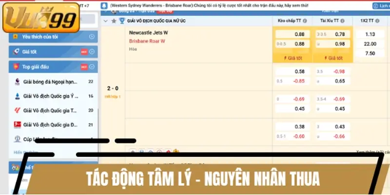 Tác động tâm lý - Nguyên nhân thua khi chơi thể thao